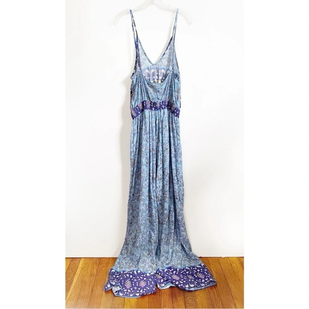 Jaase Wave Sapphire Jumpsuit blue floral print sleeveless drawstring waist - Picture 9 of 9